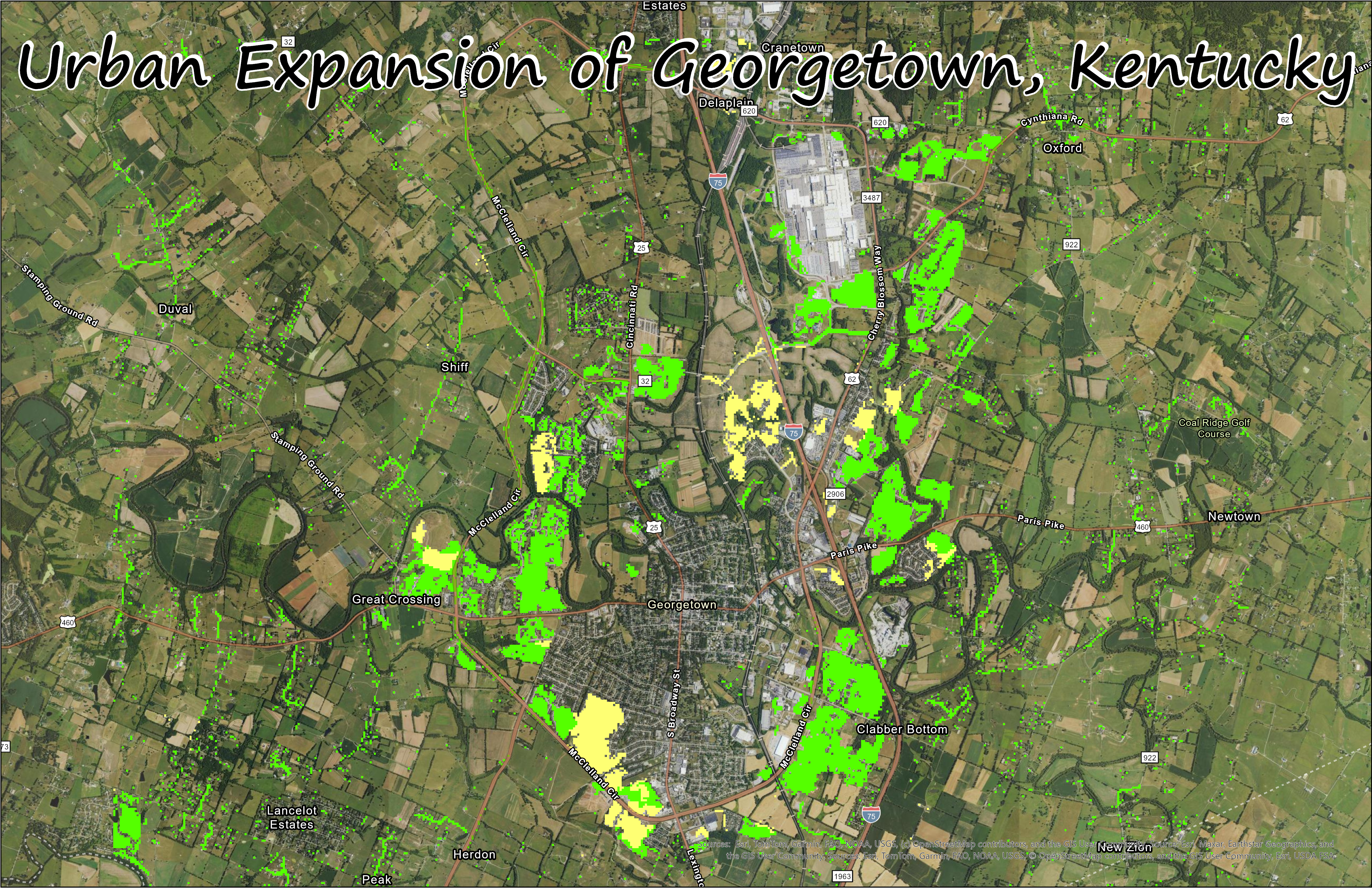 Urban Expansion of Georgetown, Kentucky Animation